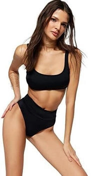 Trendyol Damen Bikini-Set strukturiert gestrickt schwarz