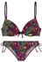 Buffalo Push-Up-Bikini farbenfroher Ethnodruck schwarz bedruckt