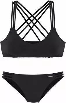 Bruno Banani Bustier-Bikini Zierbändern schwarz