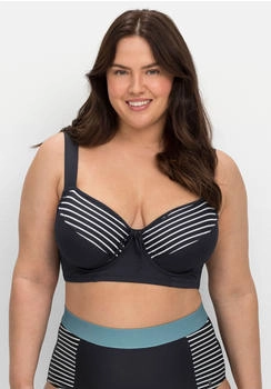 Sheego Bikini-Oberteil gestreift marine weiß 50B