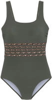 LASCANA Badeanzug Adelin mit Shaping-Effekt und bedruckten Details gr&uuml;n 44
