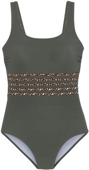 Lascana Damen Badeanzug beige tanne schwarz