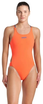 Arena Women's Swimsuit Tech Multi Solid (008054) Bright Coral-Blue Cosmo