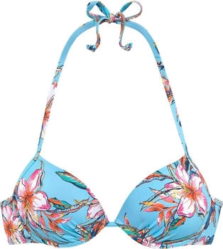 Lascana Push-Up-Bikini-Top Malia tropischer Print hellblau