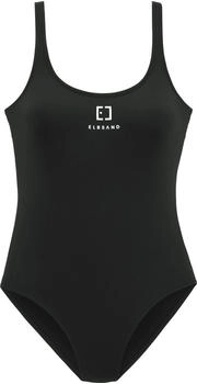 Elbsand Badeanzug Logoaufdruck vorn schwarz