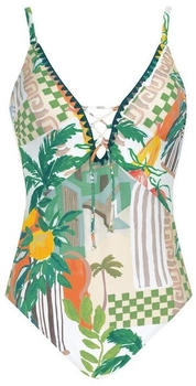 Olympia Beachfashion Damen Badeanzug taupe grün orange weiß
