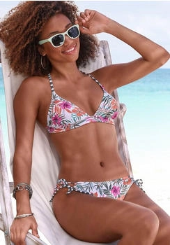 Venice Beach Bikini-Hose Summer weiß bedruckt zum Binden