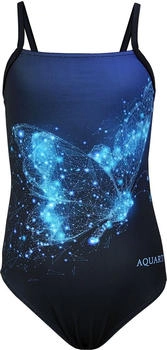 Aquarti Mädchen Badeanzug Ringerrücken Print schmetterling blau schwarz