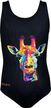 Aquarti Mädchen Badeanzug Ringerrücken Print bunte giraffe schwarz