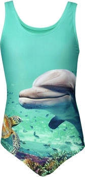 Aquarti Mädchen Badeanzug Ringerrücken Print delphin grün