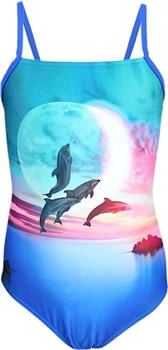 Aquarti Badeanzug Ringerrücken Print Delfine Mond rosa blau