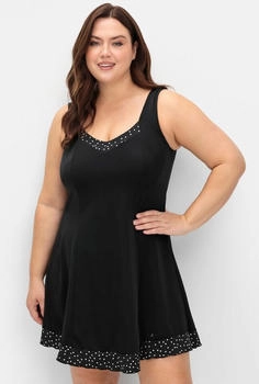 Sheego Badekleid gepunktet schwarz
