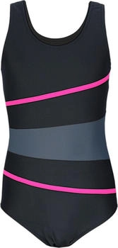 Aquarti Badeanzug Ringerrücken 026C schwarz graphit amarant