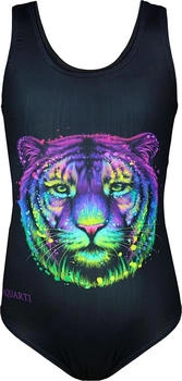 Aquarti Mädchen Badeanzug Ringerrücken Print bunter tiger schwarz