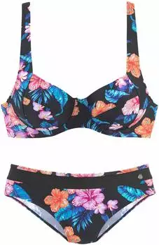 Lascana Bügel-Bikini mit breiten Trägern und Print bedruckt/schwarz/bunt