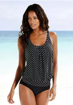 Lascana Oversize-Tankini im modischen Pünktchen-Design (505470) schwarz-weiß