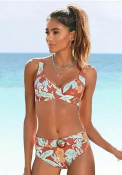 Sunseeker Suva B&uuml;gel-Bandeau-Bikini-Top rostrot-bedruckt