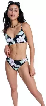 Roxy Printed Essentials Triangel-Bikini-Oberteil anthrazit spring charming/schwarz