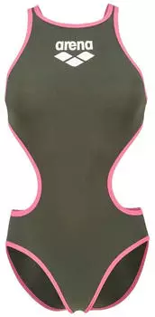 Arena One Biglogo Badeanzug (001198-691) dark sage-shocking pink
