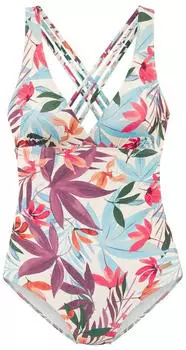 Lascana Jada Badeanzug mit Wellenkante und Shaping-Effekt (39486104) creme/hellblau/lila/orange