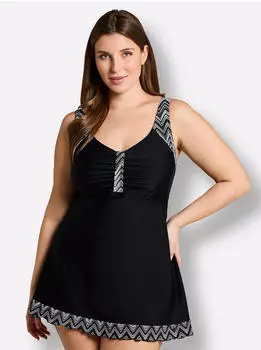 Sheego Tankini-Oberteil mit Grafikprint schwarz-wei&szlig;-bedruckt