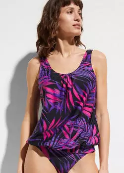 bonprix Tankini Top mit Print (46136328) schwarz/lila
