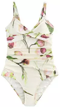 Next Fashion Shaping Badeanzug cream tulip print