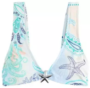 Next Fashion Triangel Bikinitop ohne Bügel, geblümt (Y2957713) blau/aqua/violettblau/pastellpink