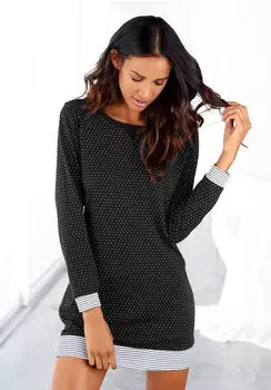 Lascana Nachthemd (78582) schwarz/wei&szlig;