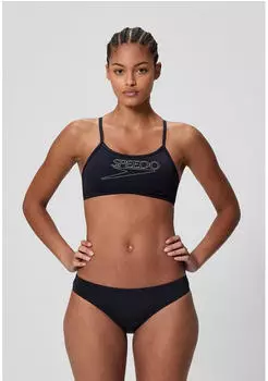 Speedo Endurance+ Logo Thin Strap Bikini (8-A000119) schwarz/grau