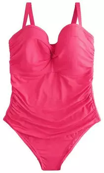 Next Fashion Tummy Control One-Shoulder-Badeanzug mit Twist pink