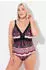 Ulla Popken Badeanzug mit Schnürung und Softcups (836028) navy/mehrfarbig