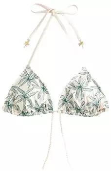Next Fashion Triangel Bikini Oberteil mit Kontrastnaht creme/dunkelgrün