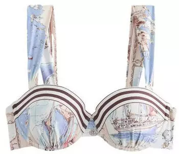 Next Fashion Unwattiertes Bügel-Bikini-Top (W1228859) cream/blue map