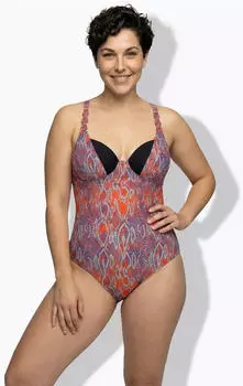 Ulla Popken Badeanzug lila/orange