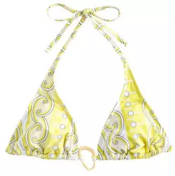 Next Fashion Triangel-Bikini-Top mit Kontrast-Überwendlingsstich (V0402415) yellow/white swirl
