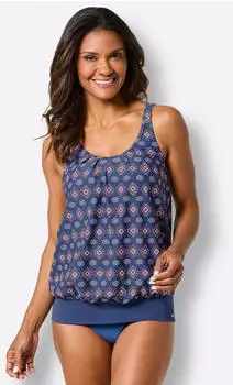 Witt Weiden Oversized Tankini Top hellgrau-zitrone-bedruckt