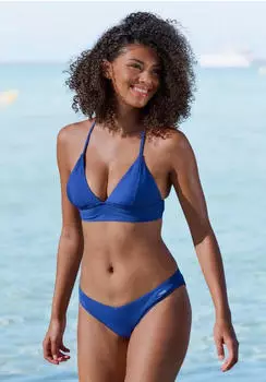 Venice Beach Lucky Bikini-Top aus gerippter Strukturware (53721149) blau