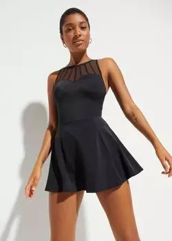 bonprix Shape Badeanzugkleid mit transparentem Mesh, gefüttert (93469595) schwarz