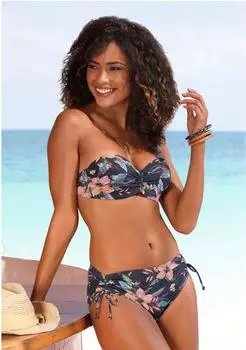 Lascana Malia Bikini-Hose mit seitlicher Raffung (82732359) anthrazit-bedruckt