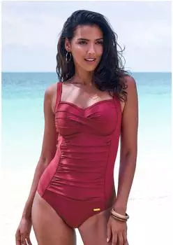 Lascana Slim Fit Badeanzug mit Raffungen cherry