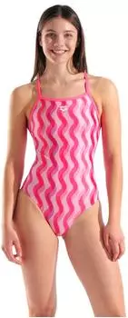 Arena Performance Women's Breast Cancer Collection Ripple Light Drop Back Swimsuit (010980-990) rosa