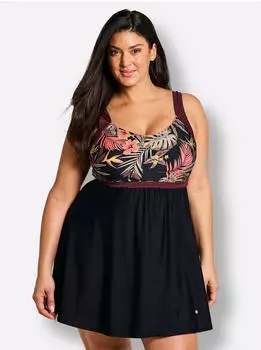Sheego Badekleid Cup E (67996425) schwarz-burgund-bedruckt