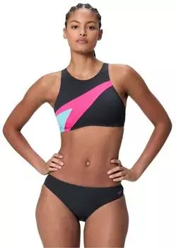 Speedo Hyperboom Butterfly Back Bikini Zweiteiler chlorbeständig schwarz