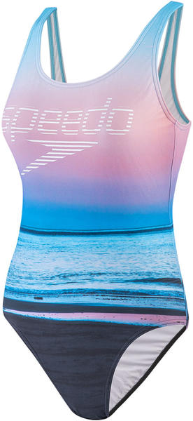 Speedo Summer Sunrise U-Back Swimsuit (807336D775) white/blue/black