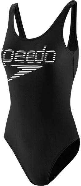 Speedo Summer Stripe Logo Deep U-Back Swimsuit (812369D78) black