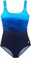 Lascana Batik Badeanzug Damen in blue print, Gr&ouml;&szlig;e 38 / D - blau
