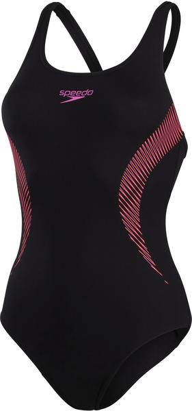 Speedo Placement Muscleback Swimsuit (8-08694G704) black/neon orchid/fluo tang
