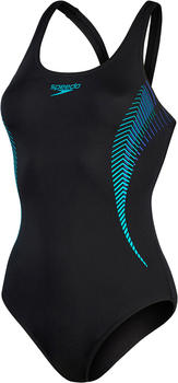 Speedo Placement Muscleback Swimsuit (8-08694G703) black/chroma blue/aquarium