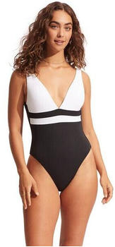 Seafolly Slice Of Splice Spliced Deep V Neck One Piece (11067-990-112) white